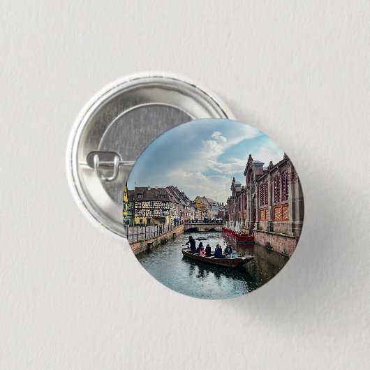 Little Venice River Boat Ronde Button 3,2 Cm (Voorkant /achterkant)