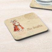 Little Victoriaans Caroler Custom Kerstmis Bier Onderzetter (Linkerzijde)