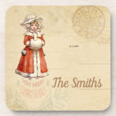 Little Victoriaans Caroler Custom Kerstmis Bier Onderzetter (Voorkant)