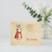 Little Victoriaans Caroler Custom Kerstmis Briefkaart (Staand voorkant)
