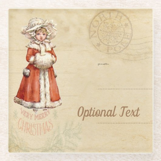Little Victoriaans Caroler Custom Kerstmis Glazen Onderzetter (Voorkant)