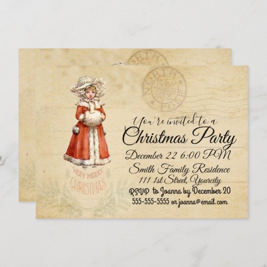 Little Victoriaans Caroler Custom Kerstmis Kaart (Voorkant / Achterkant)