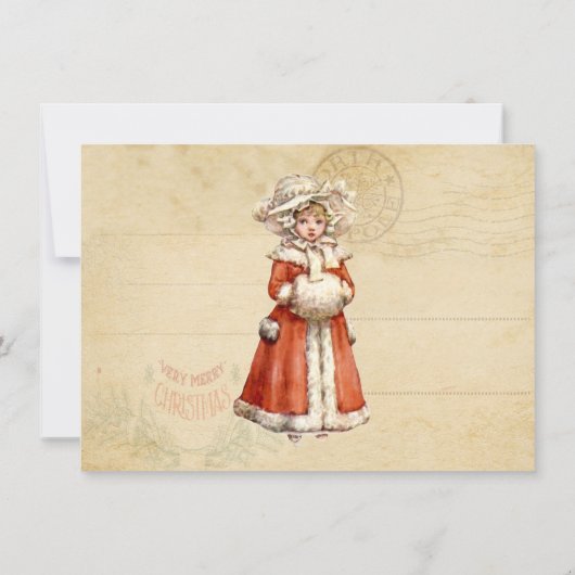 Little Victoriaans Caroler Custom Kerstmis Kaart (Achterkant)