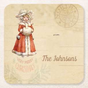 Little Victoriaans Caroler Custom Kerstmis Kartonnen Onderzetters