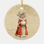 Little Victoriaans Caroler Custom Kerstmis Keramisch Ornament (Voorkant)
