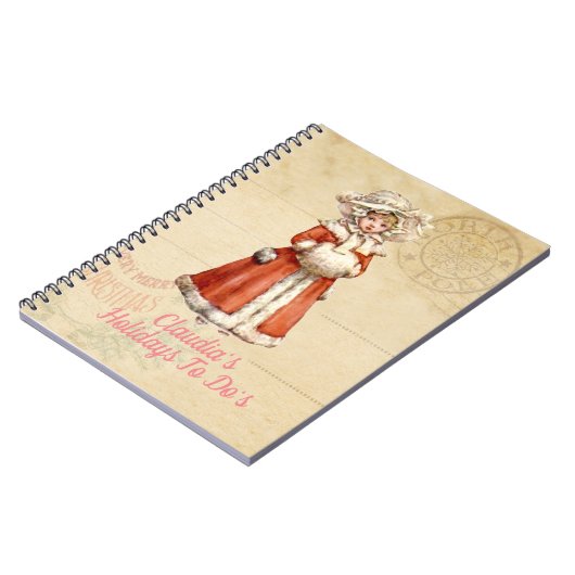 Little Victoriaans Caroler Custom Kerstmis Notitieboek (Linkerzijde)