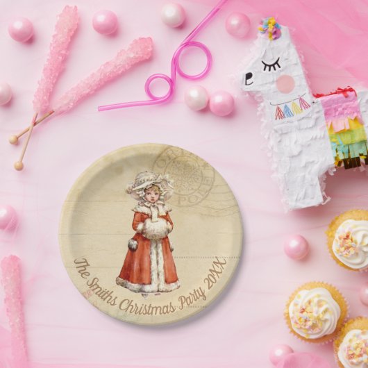 Little Victoriaans Caroler Custom Kerstmis Papieren Bordje (Feest)