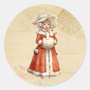 Little Victoriaans Caroler Custom Kerstmis Ronde Sticker