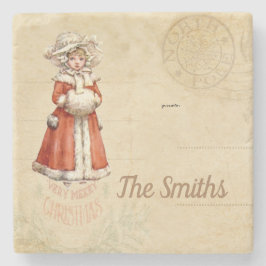 Little Victoriaans Caroler Custom Kerstmis Stenen Onderzetter