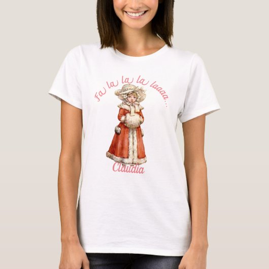 Little Victoriaans Caroler Custom Kerstmis T-shirt (Voorkant)
