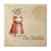 Little Victoriaans Caroler Custom Kerstmis Tegeltje (Voorkant)