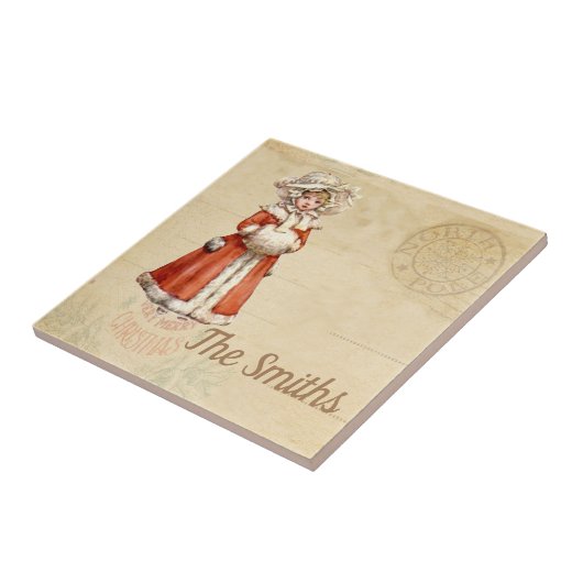 Little Victoriaans Caroler Custom Kerstmis Tegeltje (Zijkant)