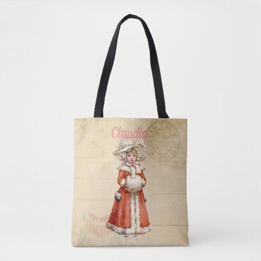 Little Victoriaans Caroler Custom Kerstmis Tote Bag (Voorkant)