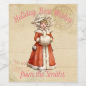 Little Victoriaans Caroler Custom Kerstmis Wijn Etiket (Enkel label)