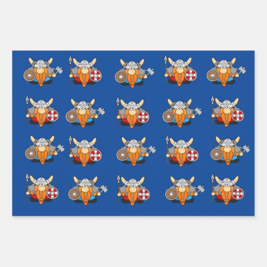 Little Vikings en Viking runt illustraties Inpakpapier Vel (Voorkant 2)