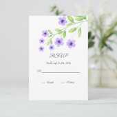 Little Violet Waterverf Blossoms RSVP-kaart RSVP Kaartje (Staand voorkant)