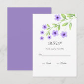 Little Violet Waterverf Blossoms RSVP-kaart RSVP Kaartje (Voorkant / Achterkant)