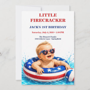 Little Vuurwerk 1e Verjaardag Patriottisch  Kaart