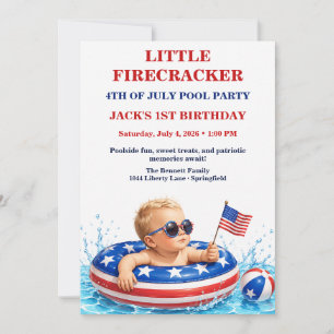 Little Vuurwerk 1e Verjaardag Patriottisch  Kaart