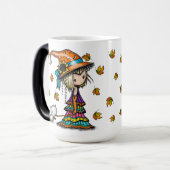 Little Wanderer Cute Witch en Cat Magic Mok (Voorkant links)
