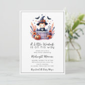 Little Warlock Halloween Baby shower Invitation Kaart (Staand voorkant)