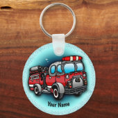 Little Water Firetruck brandweerman sleutelhanger (Voorkant)