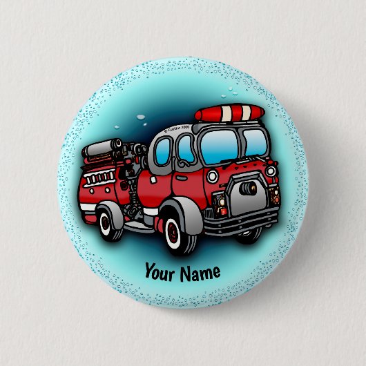 Little Water Firetruck pin Ronde Button 5,7 Cm (Voorkant)