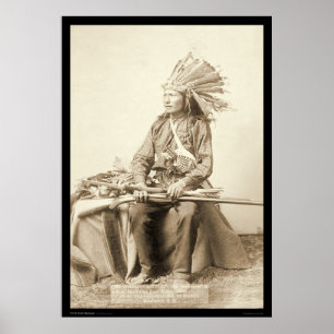 Little, Wearing Headdress at Wounded Knee SD 1890 Poster