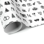 Little Wedding Icon Symbols patroon Cadeaupapier<br><div class="desc">Dit ontwerp kan op het gebied worden gepersonaliseerd dat door de foto en/of tekst te veranderen wordt verstrekt. Of het kan worden aangepast door te klikken deze Sjabloon personaliseert en dan de klik te kiezen om verdere optie aan te passen en de kleur van de achtergrond te schrappen of te...</div>