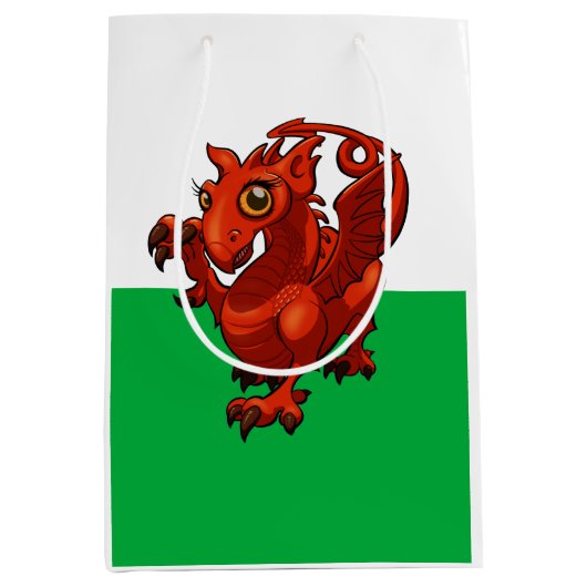 Little Welsh Baby Red Dragon Flag Cartoon Medium Cadeauzakje (Voorkant)