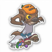 Little Werewolf Halloween Trick or treat Cartoon Sticker (Voorkant)