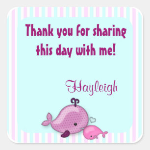 Little Whale Baby Mama Kus vierkant sticker roze