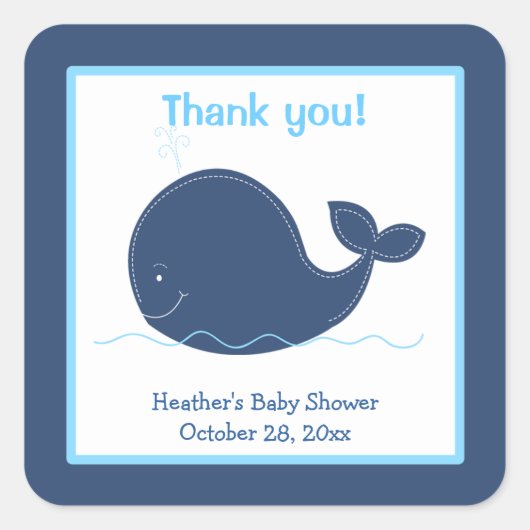 Little Whale Custom Favor Stickers Navy (Voorkant)