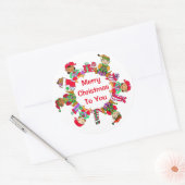 Little Whimsical Elves Festive Holiday Ronde Sticker (Envelop)
