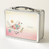 Little White Bird Bloemen Metalen Lunch Box (Achterkant)