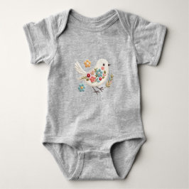 Little White Bird Floral Baby Bodysuit