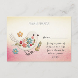 Little White Bird Floral Baby shower Informatiekaartje