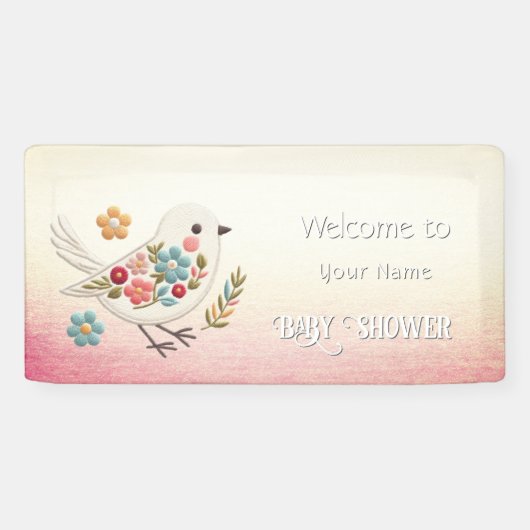 Little White Bird Floral Baby shower Spandoek (Horizontaal)
