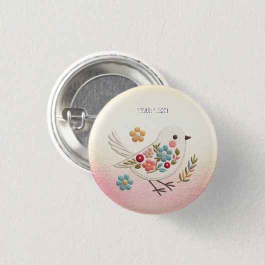 Little White Bird Floral Button (Voorkant /achterkant)