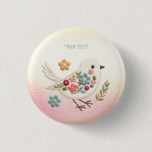 Little White Bird Floral Button (Voorkant)