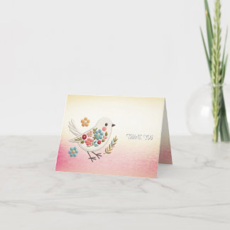 Little White Bird Floral Dank je wel kaart