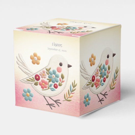Little White Bird Floral Favoriete Box Bedankdoosjes (Voorkant Zijde)