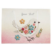 Little White Bird Floral Gift Bag Groot Cadeauzakje (Achterkant)
