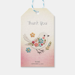 Little White Bird Floral Gift Label Cadeaulabel
