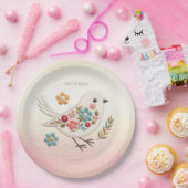 Little White Bird Floral Paper Bord (Feest)