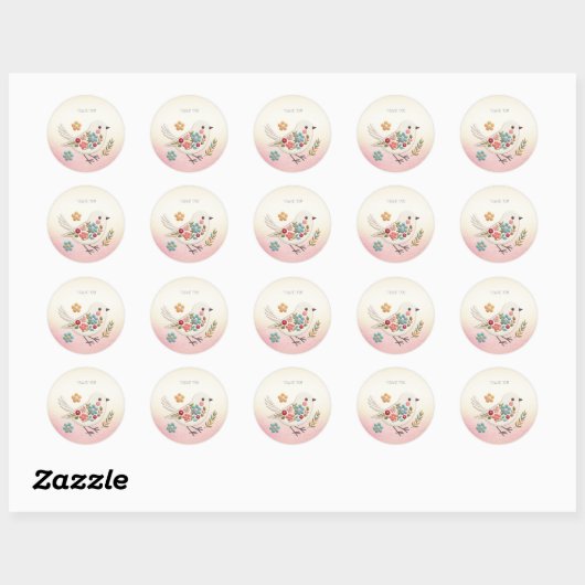 Little White Bird Floral Sticker (Vel)