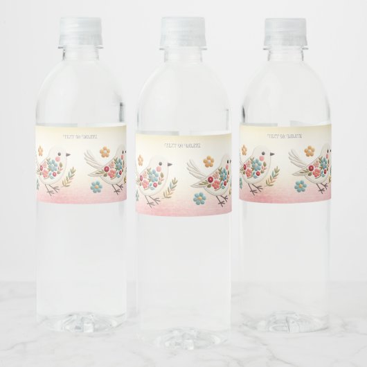Little White Bird Floral Waterfles Etiket (Flessen)