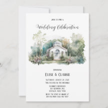 Little White Church and Florals Wedding Invitation