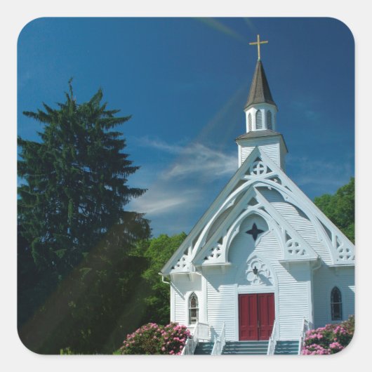 Little White Church Vierkante Sticker (Voorkant)