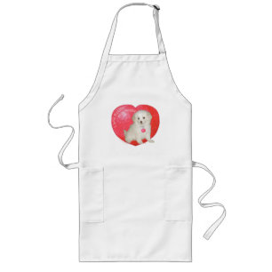 Little White Dog Rescue Valentijn Lang Schort